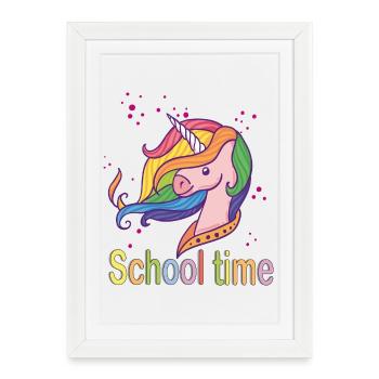 Temps d’école - Affiche encadrée (27 × 37 cm) - blanc - Devant