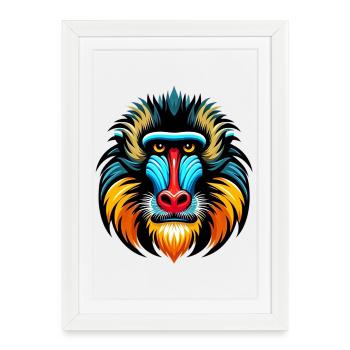 Singe mandrill - Affiche encadrée (27 × 37 cm) - blanc - Devant