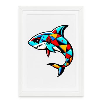 Requin arlequin - Affiche encadrée (27 × 37 cm) - blanc - Devant