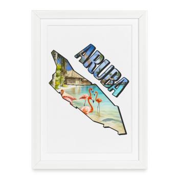 Carte aquarelle Aruba - Affiche encadrée (27 × 37 cm) - blanc - Devant