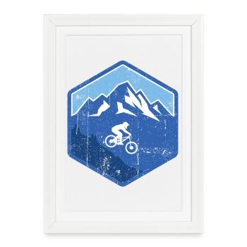 Alpine Mountain Bike Rider - Framed poster (27 × 37 cm) - white - Front