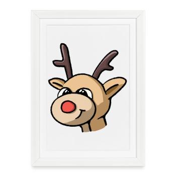 Renne Rudolf - Affiche encadrée (27 × 37 cm) - blanc - Devant