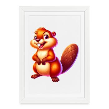 Castor - Affiche encadrée (27 × 37 cm) - blanc - Devant