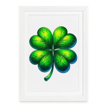 Trèfle à quatre feuilles - Affiche encadrée (27 × 37 cm) - blanc - Devant