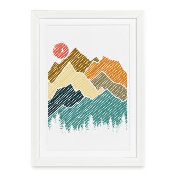 Mountain Sunset Silhouette - Framed poster (27 × 37 cm) - white - Front