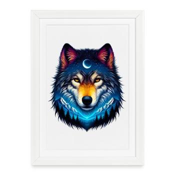 Loup - Affiche encadrée (27 × 37 cm) - blanc - Devant