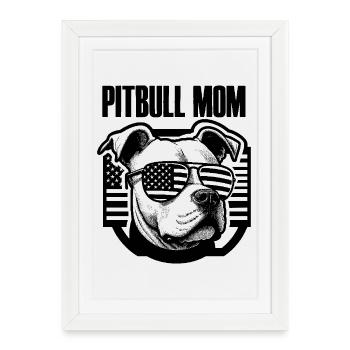 Pitbull Maman Patriotique Drôle 4 Juillet - Affiche encadrée (27 × 37 cm) - blanc - Devant