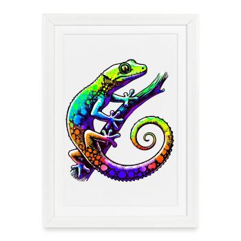 Gecko - Affiche encadrée (27 × 37 cm) - blanc - Devant