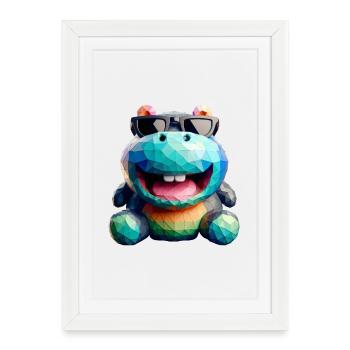 Hippo Fun - Framed poster (27 × 37 cm) - white - Front
