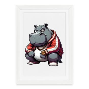 Hiphop Potamus Hippopotamus - Framed poster (27 × 37 cm) - white - Front
