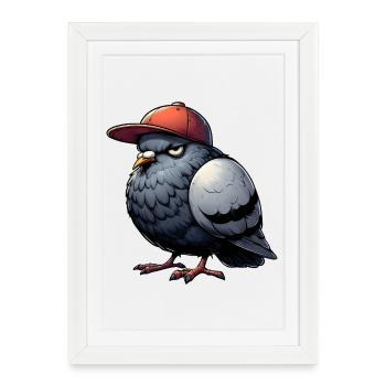 Pigeon Hiphop Cap - Framed poster (27 × 37 cm) - white - Front