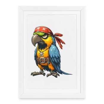 perroquet pirate - Affiche encadrée (27 × 37 cm) - blanc - Devant