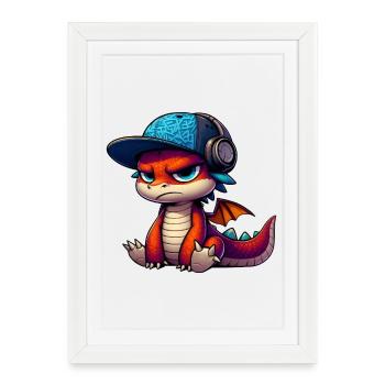 Hiphop Dragon - Framed poster (27 × 37 cm) - white - Front