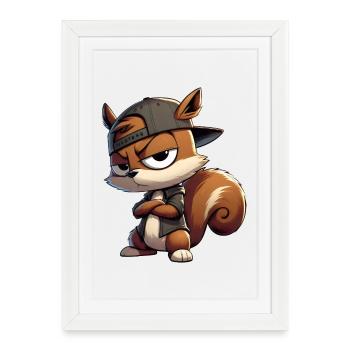 Squirrel Hiphop Cap - Framed poster (27 × 37 cm) - white - Front