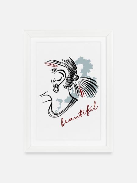 Girl beautiful - Gerahmtes Poster (27 × 37 cm) - Weiß