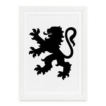 Lion - Affiche encadrée (27 × 37 cm) - blanc - Devant