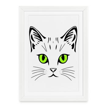 Cat motif – colour and eyes can be personalised - Framed poster (27 × 37 cm) - white - Front