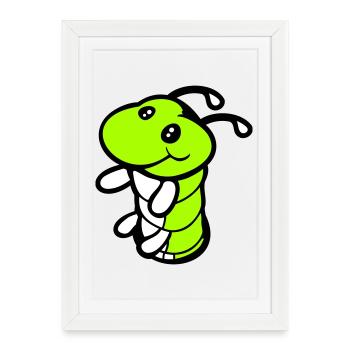 Caterpillar Bottom Hole Cute Smiles Friendly Happy - Framed poster (27 × 37 cm) - white - Front