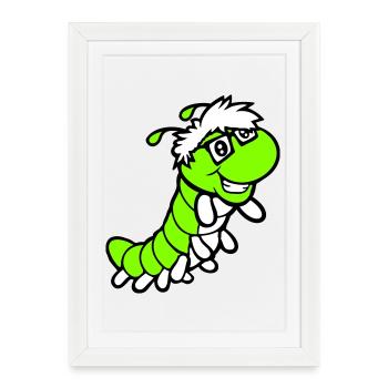Nerd Chenille Geek Intelligent Ver Lunettes à monture d'écaille Intelligent - Affiche encadrée (27 × 37 cm) - blanc - Devant
