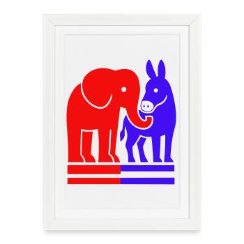 Elephant and Donkey USA - Affiche encadrée (27 × 37 cm) - blanc - Devant
