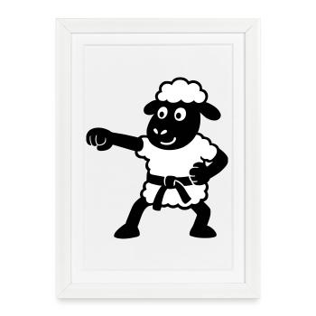 Karaté Mouton - Affiche encadrée (27 × 37 cm) - blanc - Devant