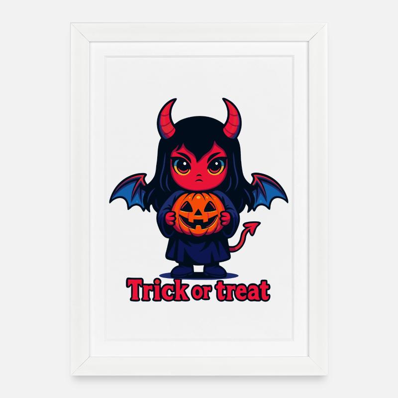 Trick or Treat – Diable mignon - Affiche encadrée (27 × 37 cm) - blanc