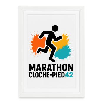 Marathon à cloche-pied ! 42km d'aventure ! - Affiche encadrée (27 × 37 cm) - blanc - Devant