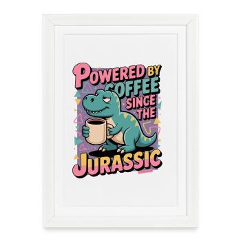 Dino Café Humour - Affiche encadrée (27 × 37 cm) - blanc - Devant