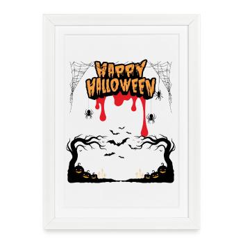 Spooky Halloween Forest - Police dégoulinante - Affiche encadrée (27 × 37 cm) - blanc - Devant