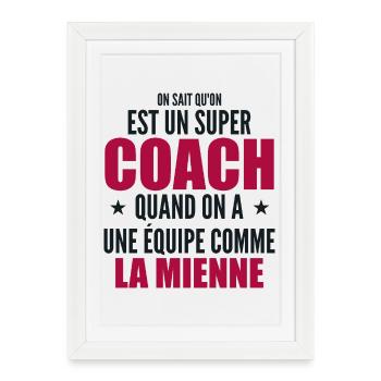 Un Super Coach Cadeau Entraîneur Sportif Humour - Affiche encadrée (27 × 37 cm) - blanc - Devant