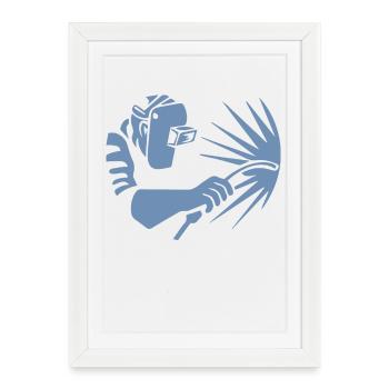 Minimalist Welder Silhouette Industrial - Framed poster (27 × 37 cm) - white - Front