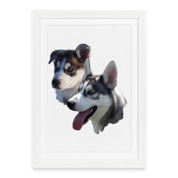 Husky Double Portrait - Framed poster (27 × 37 cm) - white - Front