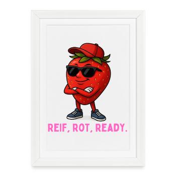 Ripe Red Ready Strawberry Mascot - Framed poster (27 × 37 cm) - white - Front