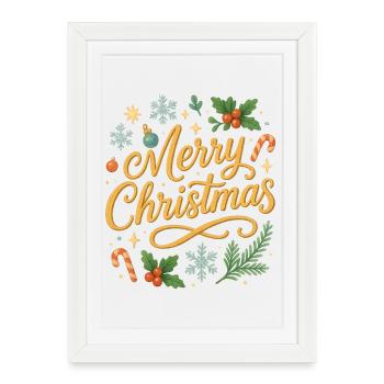 Lettrage de joyeux Noël - Affiche encadrée (27 × 37 cm) - blanc - Devant