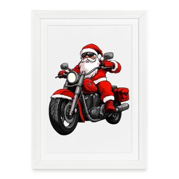 Motorcyclists Christmas - Framed poster (27 × 37 cm) - white - Front