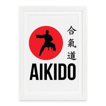 Aïkido - Art Martial - Aïkidoka - Affiche encadrée (27 × 37 cm) - blanc - Devant