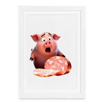 Cochon Désespéré - Affiche encadrée (27 × 37 cm) - blanc - Devant