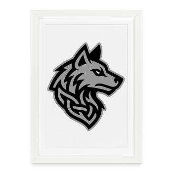 Wolf Head Viking - Framed poster (27 × 37 cm) - white - Front