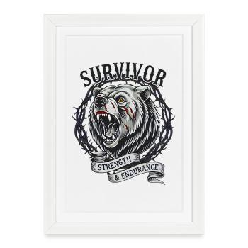 Force, Nature, Aventure Survivante - Affiche encadrée (27 × 37 cm) - blanc - Devant
