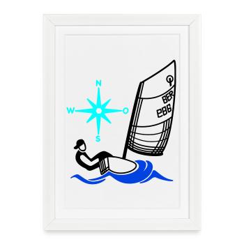 Optimist Opti Sailboat Sailing Kids Regatta - Framed poster (27 × 37 cm) - white - Front