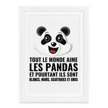 panda, diversité, amour - Affiche encadrée (27 × 37 cm) - blanc - Devant
