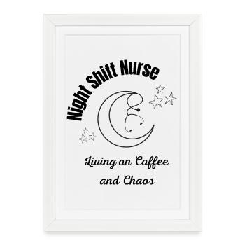 Infirmière de nuit - Café et stéthoscope chaos M - Affiche encadrée (27 × 37 cm) - blanc - Devant