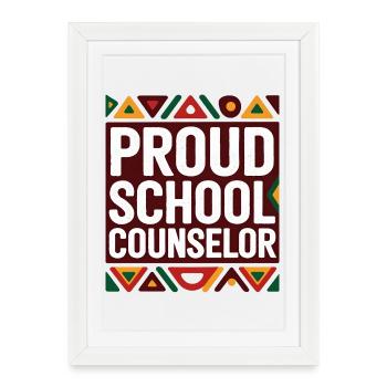 Proud School Counselor | Geometric Pattern - Framed poster (27 × 37 cm) - white - Front