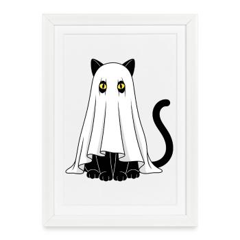 Ghost Cat Veil Ghost - Framed poster (27 × 37 cm) - white - Front