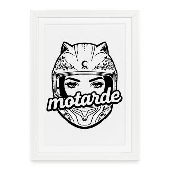 casque motarde - Affiche encadrée (27 × 37 cm) - blanc - Devant