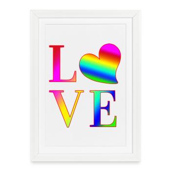 LOVE COLORFUL TYPOGRAPHY - Framed poster (27 × 37 cm) - white - Front
