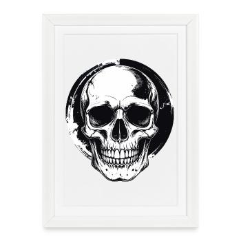 Cercle de crâne froid Motif noir et blanc - Affiche encadrée (27 × 37 cm) - blanc - Devant