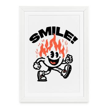 Souris ! Ami Fougueux Smiley - Affiche encadrée (27 × 37 cm) - blanc - Devant