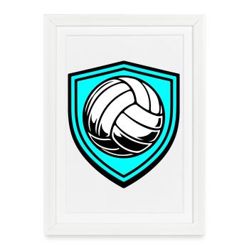 Blason du ballon de volley-ball - Affiche encadrée (27 × 37 cm) - blanc - Devant