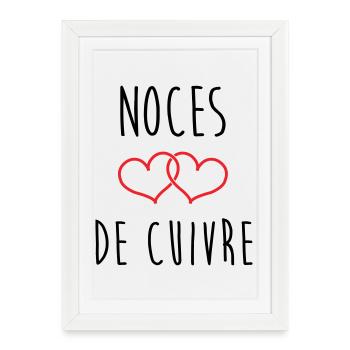 noces de cuivre 32 ans de bonheur - Affiche encadrée (27 × 37 cm) - blanc - Devant